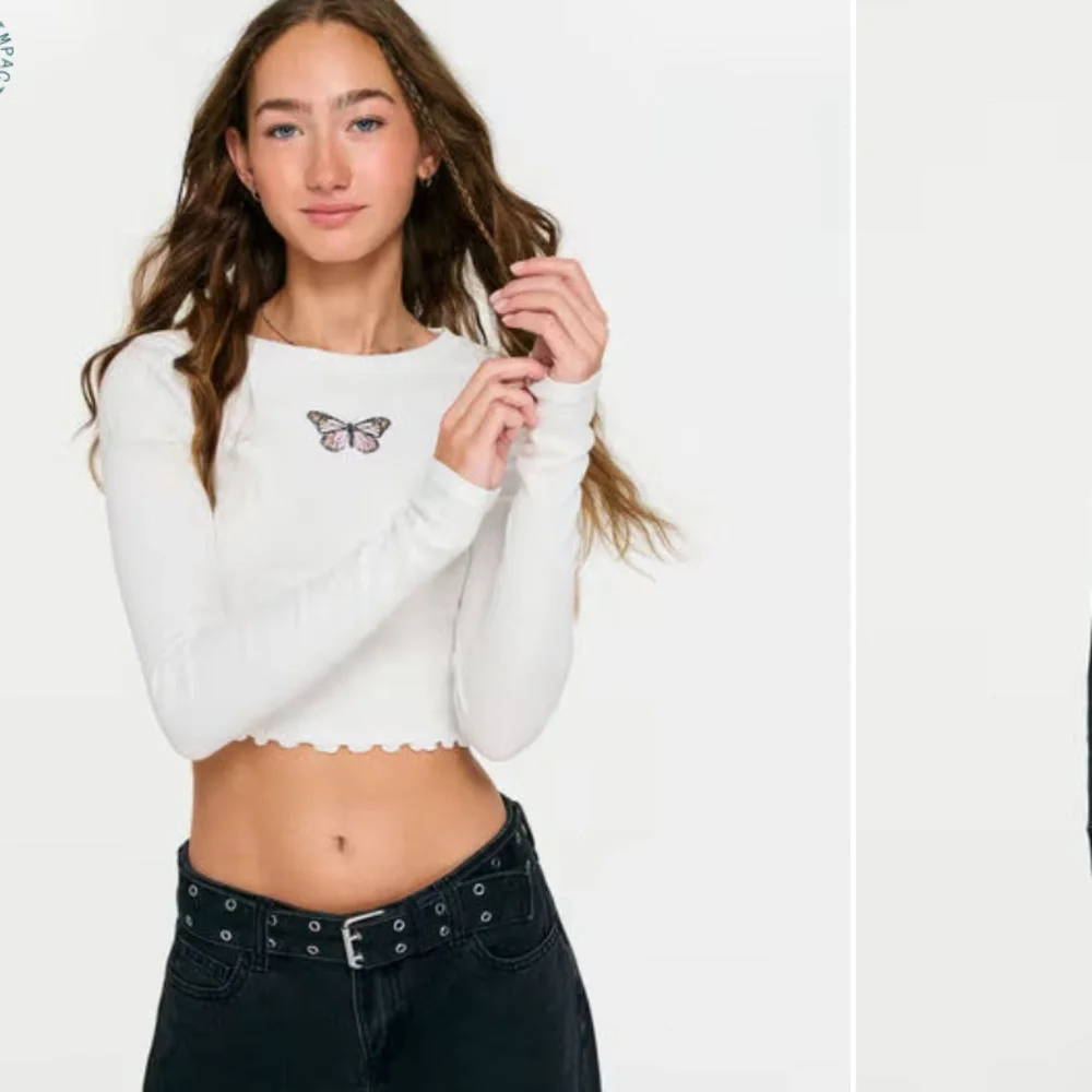 Aeropostale Long Sleeve Seriously Soft Butterfly Cropped Baby Tee Size XS Y2K